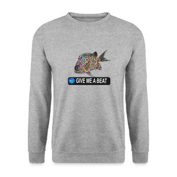 GIVE ME A BEAT FISH! - Unisex Sweatshirt - salt & pepper - Front - Alina (178cm) & Michal (187cm)