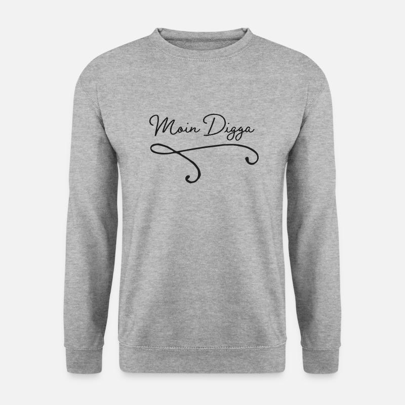 Moin Digga/Digger. Hamburg, Nordsee + Ostsee - Unisex Pullover - Weißgrau meliert