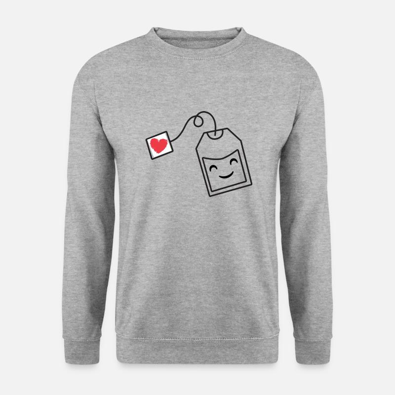 Beutel mit glücklichen Tee - Unisex Pullover - Weißgrau meliert
