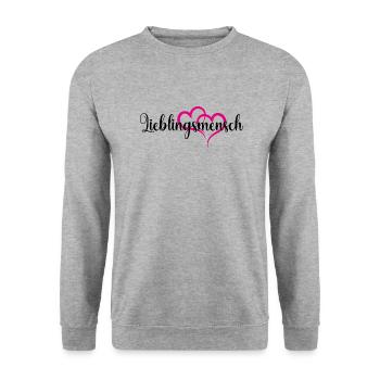 Lieblingsmensch - Unisex Pullover - Weißgrau meliert - Vorne - Alina (178cm) & Michal (187cm)