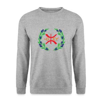 Z AMAZIGH BERBER FLAGGE - Unisex Pullover - Weißgrau meliert - Vorne - Alina (178cm) & Michal (187cm)