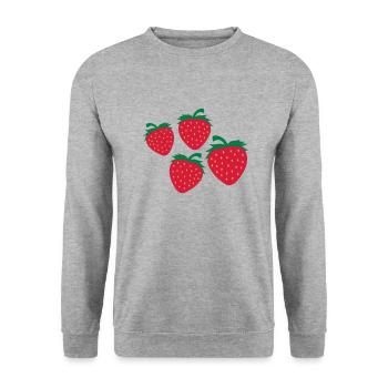 4 Délicieuse fraise - Sweat-shirt Unisexe - gris chiné - Devant - Alina (178cm) & Michal (187cm)