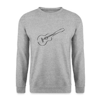 Guitar Line Art - Minimalist - Unisex Sweatshirt - salt & pepper - Front - Alina (178cm) & Michal (187cm)