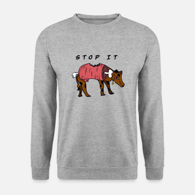 Stop IT COW - Unisex Pullover - Weißgrau meliert