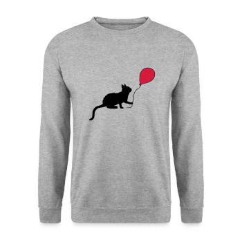 Red Balloon Kitten Plays - Unisex Sweatshirt - salt & pepper - Front - Alina (178cm) & Michal (187cm)