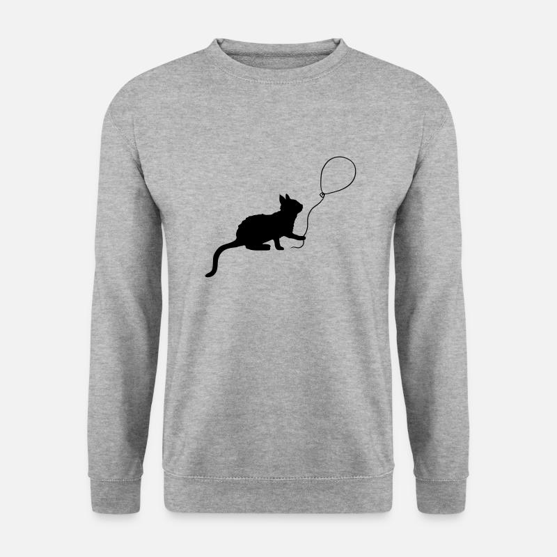 Luftballon Kätzchen spielt Umriss - Unisex Pullover - Weißgrau meliert