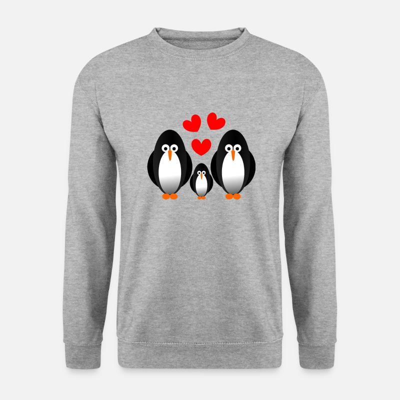pinguin Familie - Unisex Pullover - Weißgrau meliert
