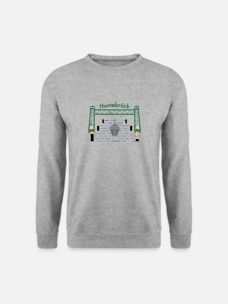 Hubbrücke Huntebrück mit Text - Unisex Pullover - Weißgrau meliert