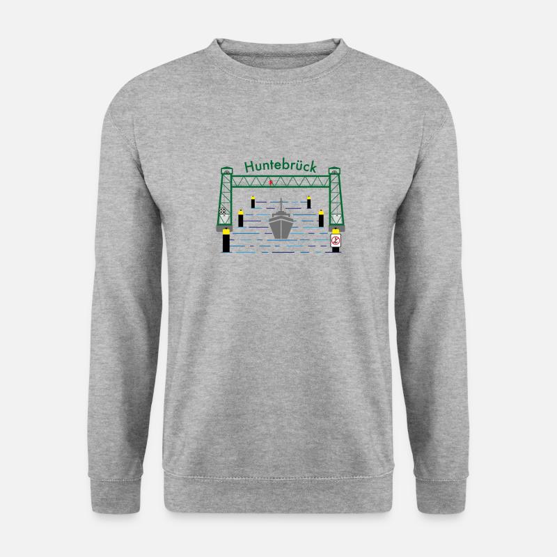 Hubbrücke Huntebrück mit Text - Unisex Pullover - Weißgrau meliert