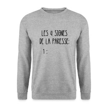 les 4 signes de la paresse - Sweat-shirt Unisexe - gris chiné - Devant - Alina (178cm) & Michal (187cm)