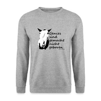 Genie Jim Kwik Zitat - joy with horses Design - Unisex Pullover - Weißgrau meliert - Vorne - Alina (178cm) & Michal (187cm)