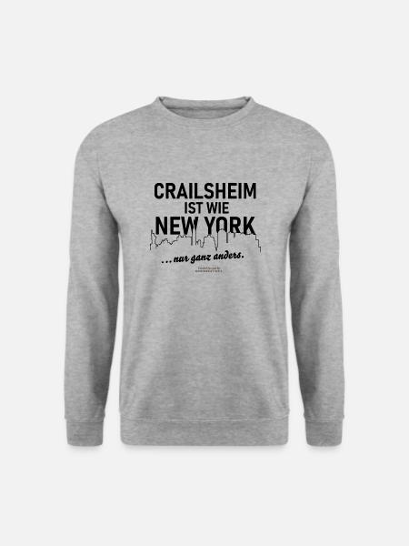 Crailsheim ist wie New York - Unisex Pullover - Weißgrau meliert