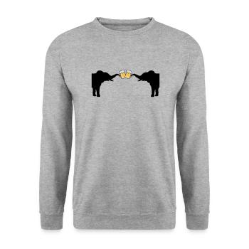 2 Elefanten Bier Anstoßen - Unisex Pullover - Weißgrau meliert - Vorne - Alina (178cm) & Michal (187cm)