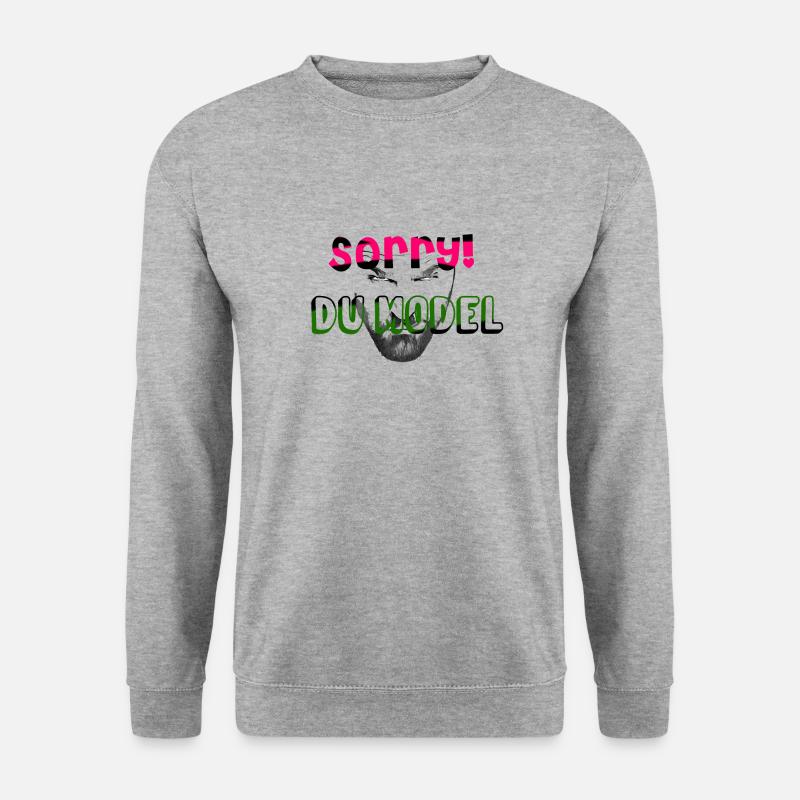 Sorry Du Model - Unisex Pullover - Weißgrau meliert