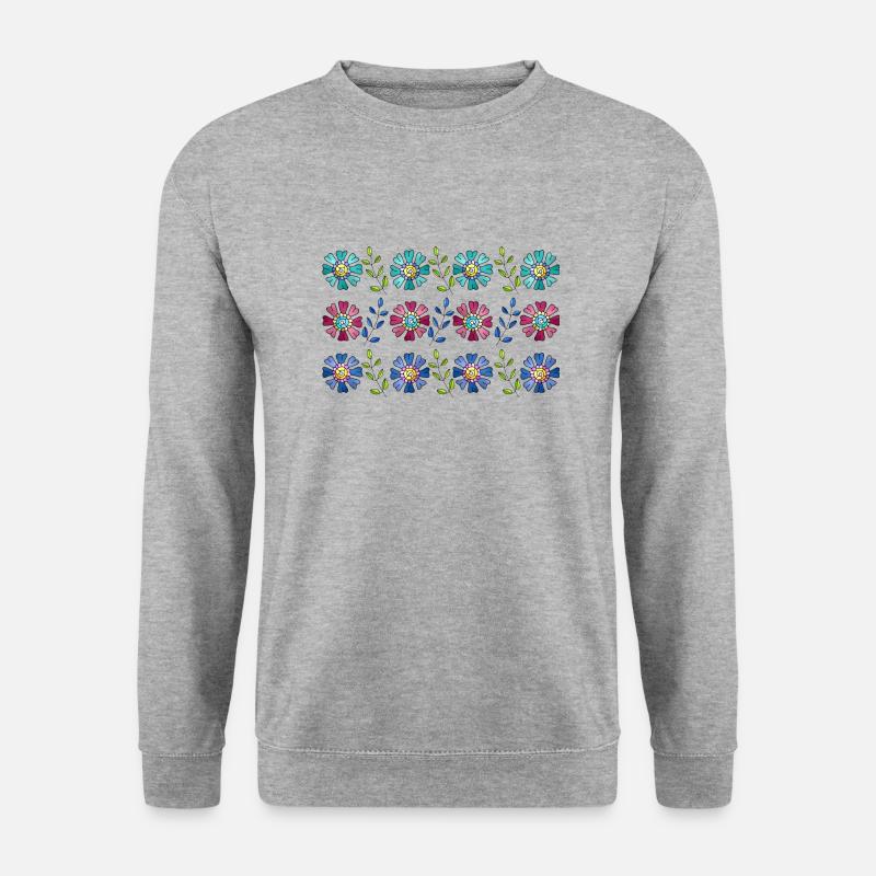 Blumen - Unisex Pullover - Weißgrau meliert