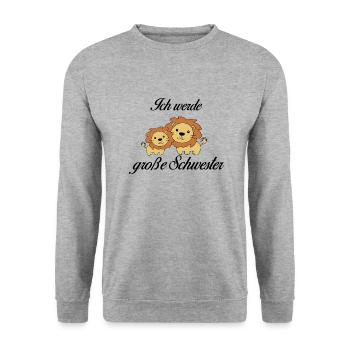 Große Schwester - Unisex Pullover - Weißgrau meliert - Vorne - Alina (178cm) & Michal (187cm)