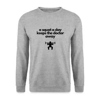 Gym Gym Squat Saying - Unisex Sweatshirt - salt & pepper - Front - Alina (178cm) & Michal (187cm)