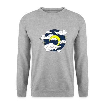 Mond am Sternenhimmel - Unisex Pullover - Weißgrau meliert - Vorne - Alina (178cm) & Michal (187cm)