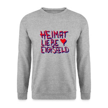 Eichsfelder liebe mit herz - Unisex Pullover - Weißgrau meliert - Vorne - Alina (178cm) & Michal (187cm)