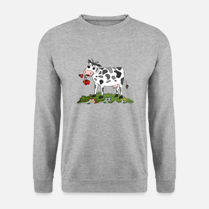 Kuh - Unisex Pullover - Weißgrau meliert