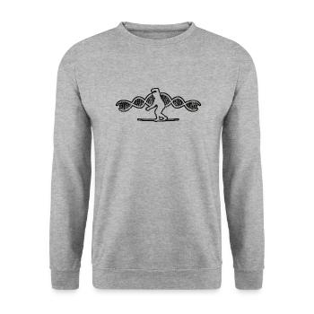 Slackline Tricklining Geschenk Slackliner - Unisex Pullover - Weißgrau meliert - Vorne - Alina (178cm) & Michal (187cm)