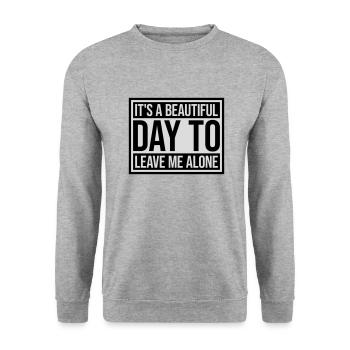 leave me alone day - Unisex Pullover - Weißgrau meliert - Vorne - Alina (178cm) & Michal (187cm)