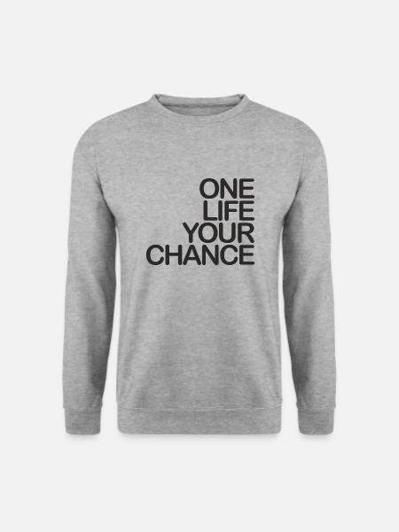 One LIFE your CHANCE 01 schwarz - Unisex Pullover - Weißgrau meliert