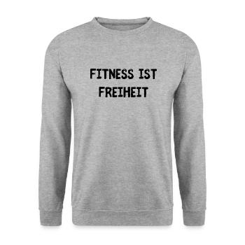 Fitness ist Freiheit - Unisex Pullover - Weißgrau meliert - Vorne - Alina (178cm) & Michal (187cm)