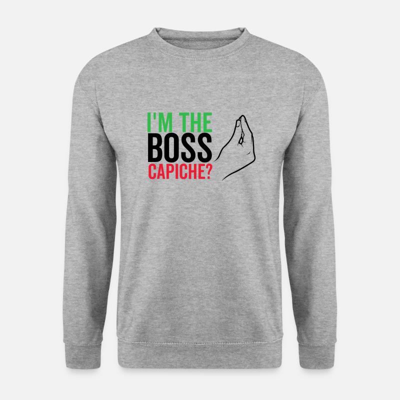 Ich bin der Boss Capiche - Unisex Pullover - Weißgrau meliert