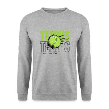 Tennis - J'Peux pas j'ai Tennis - Sweat-shirt Unisexe - gris chiné - Devant - Alina (178cm) & Michal (187cm)