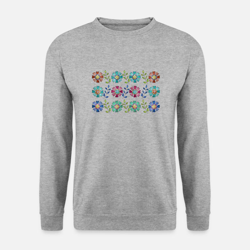 Blumen - Unisex Pullover - Weißgrau meliert