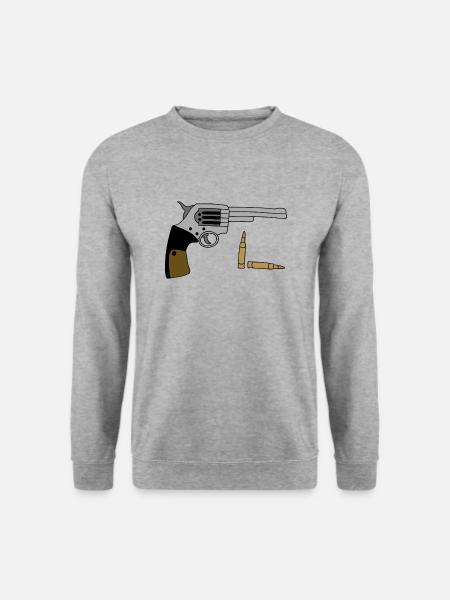 Pistole mit Patronen - Unisex Pullover - Weißgrau meliert
