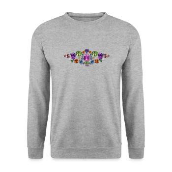 Edelsteine - Unisex Pullover - Weißgrau meliert - Vorne - Alina (178cm) & Michal (187cm)