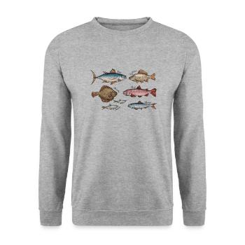 Meerestiere - Unisex Pullover - Weißgrau meliert - Vorne - Alina (178cm) & Michal (187cm)