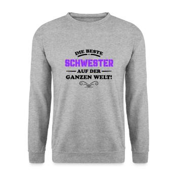 die beste schwester - Unisex Pullover - Weißgrau meliert - Vorne - Alina (178cm) & Michal (187cm)