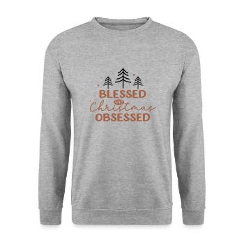 Noël obsédé - Gif de Noël - Sweat-shirt Unisexe - gris chiné - Devant - Alina (178cm) & Michal (187cm)