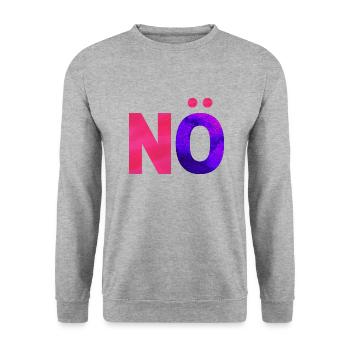 NÖ. Ein Shirt, ein Wort. - Unisex Pullover - Weißgrau meliert - Vorne - Alina (178cm) & Michal (187cm)