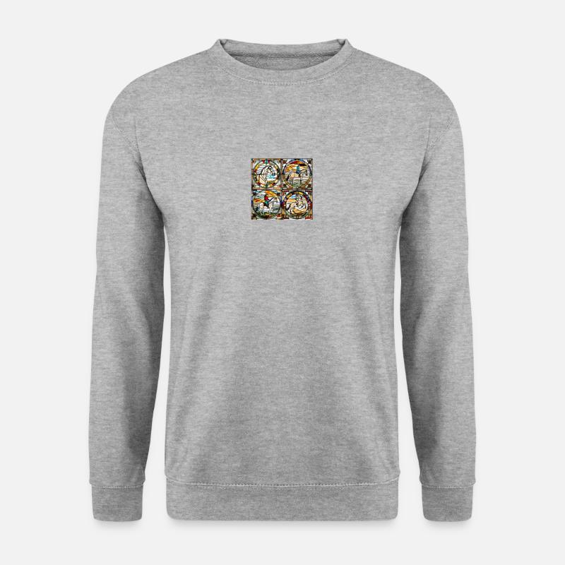 Buntglas Pferd - Unisex Pullover - Weißgrau meliert