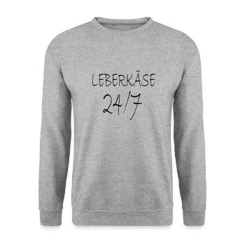 Leberkäse - Unisex Pullover - Weißgrau meliert - Vorne - Alina (178cm) & Michal (187cm)