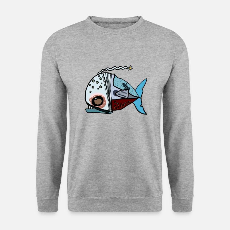 Fisch - Unisex Pullover - Weißgrau meliert