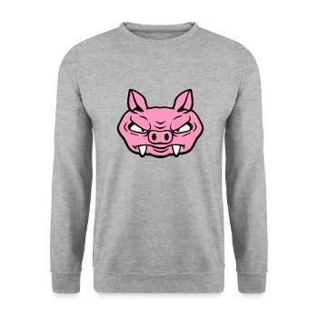 Méchant Sanglier Sanglier Dangereux Cochon Comique - Sweat-shirt Unisexe - gris chiné - Devant - Alina (178cm) & Michal (187cm)