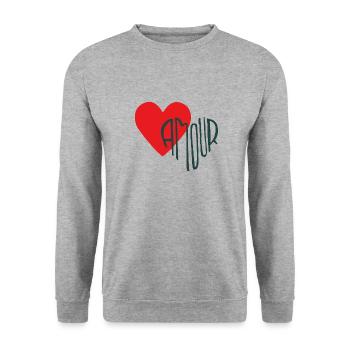 amour amour - Sweat-shirt Unisexe - gris chiné - Devant - Alina (178cm) & Michal (187cm)