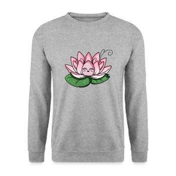 Lotus Kawaii - Unisex Sweatshirt - salt & pepper - Front - Alina (178cm) & Michal (187cm)
