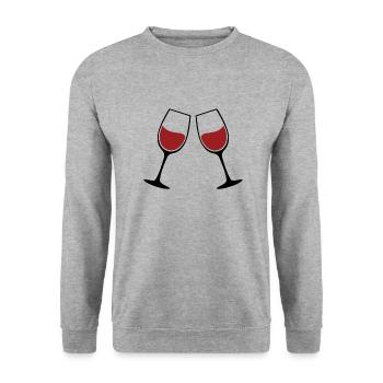 Weingläser Silhouette - Unisex Pullover - Weißgrau meliert - Vorne - Alina (178cm) & Michal (187cm)