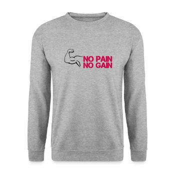 bizeps pain gain - Unisex Pullover - Weißgrau meliert - Vorne - Alina (178cm) & Michal (187cm)