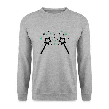 zauberstab 002 - Unisex Pullover - Weißgrau meliert - Vorne - Alina (178cm) & Michal (187cm)