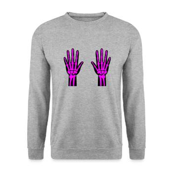 Skeleton Hands 02 - Unisex Sweatshirt - salt & pepper - Front - Alina (178cm) & Michal (187cm)