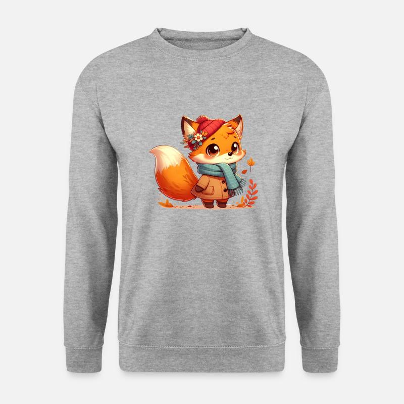 Fuchs Herbst 4 - Unisex Pullover - Weißgrau meliert