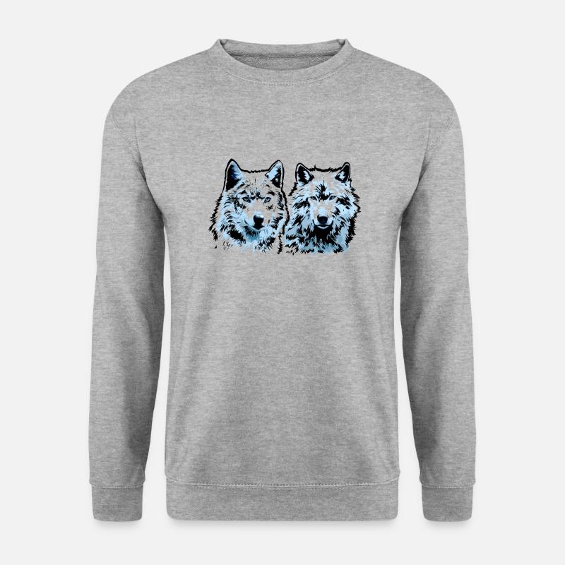 Geri und Freki - Unisex Pullover - Weißgrau meliert