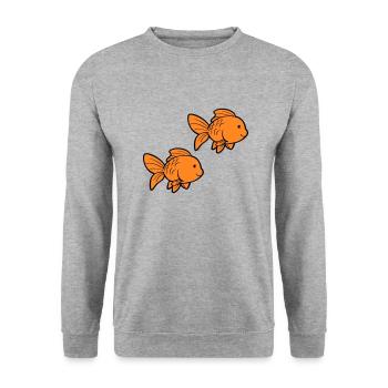 Poisson Poisson Rouge - Sweat-shirt Unisexe - gris chiné - Devant - Alina (178cm) & Michal (187cm)